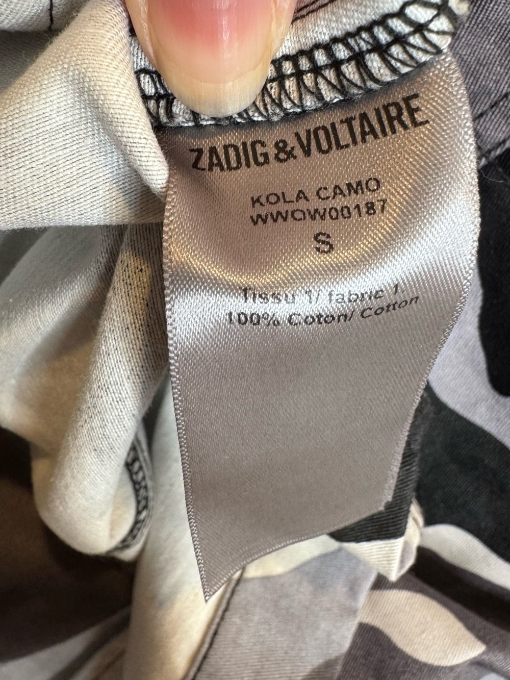 Zadig & Voltaire Black And Gray Kola Camo Jacket Womens Size Small - Picture 6 of 6